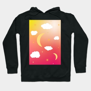 Ombre moon and cloud print Hoodie